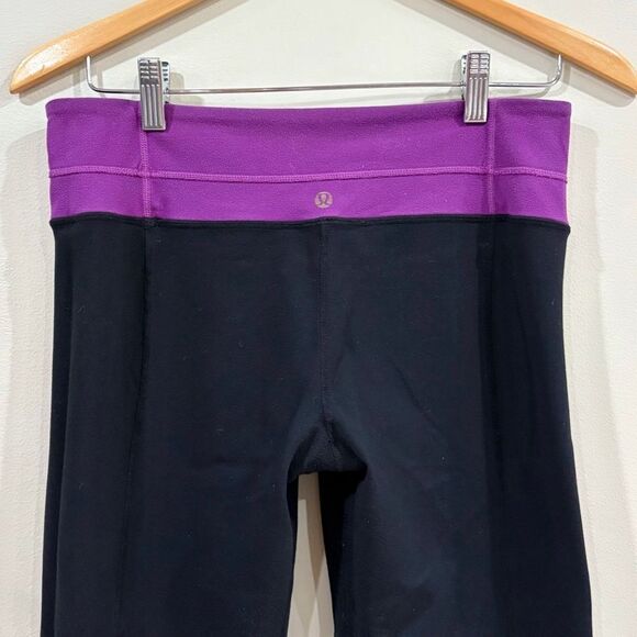 Vintage Lululemon Reversible Yoga Pants Women Black Purple Size 8 Wide Leg - Picture 5 of 8